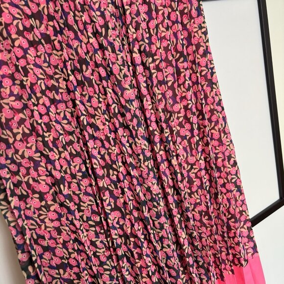 Blue Sol Pleated Midi Skirt Floral Pink Black Womens Size XL Boho Femenine NWT - Picture 4 of 13